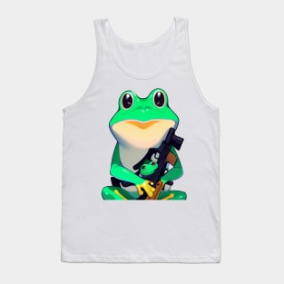 Cute Frog Holding a Gun Tank Top